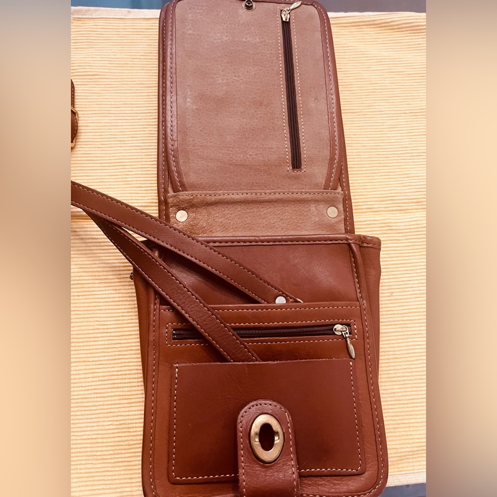 So. Many. Pockets! Classic Leather & Suede Crossbody with Shoulder Strap